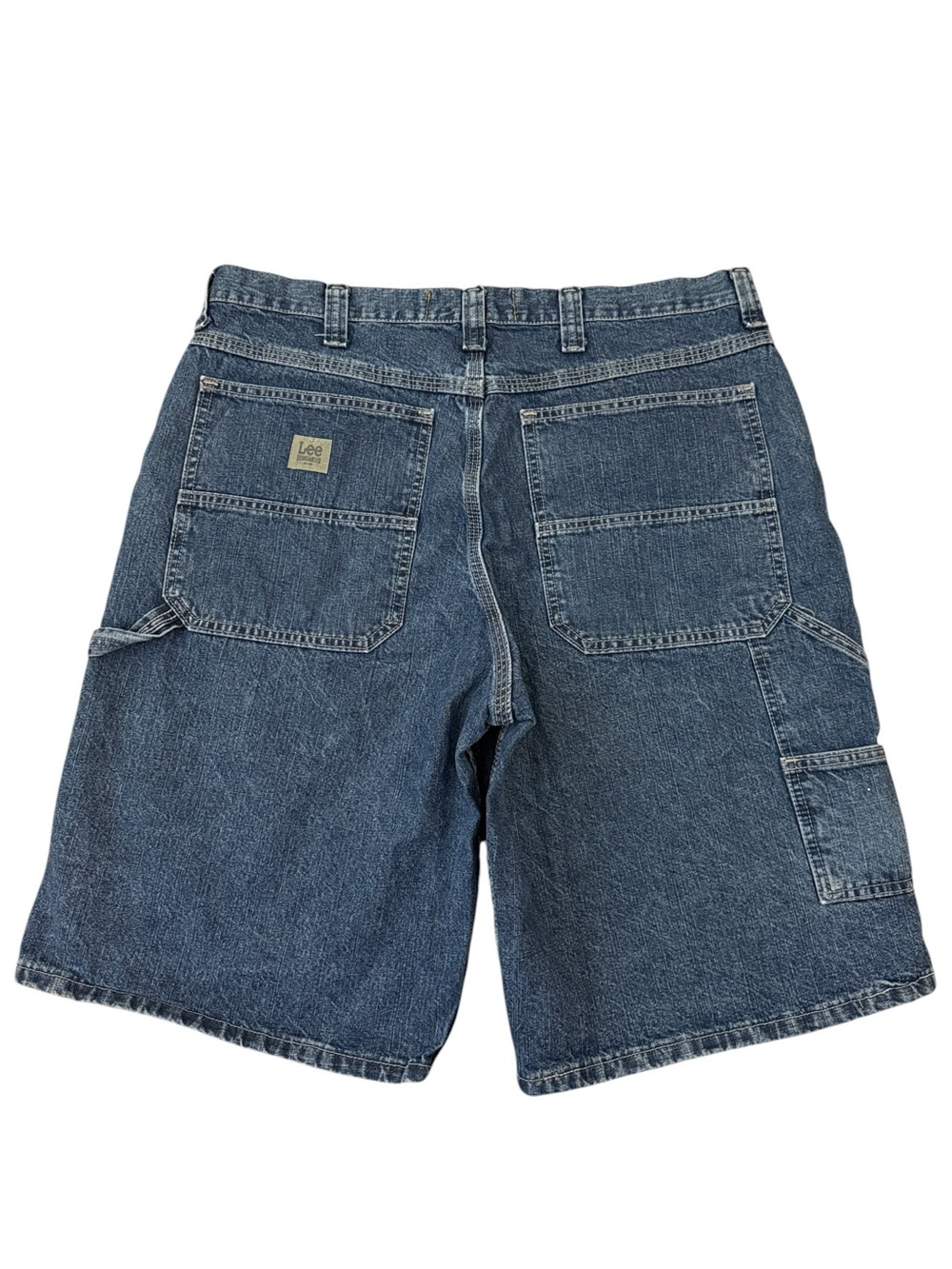 Lee Dungarees Carpenter Jean Shorts 38L Y2K Baggy Skater Fits 36x12 Medium Blue - Picture 2 of 15